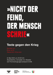 Plakat: »Nicht der Feind, der Mensch schrie« - Texte gegen den Krieg